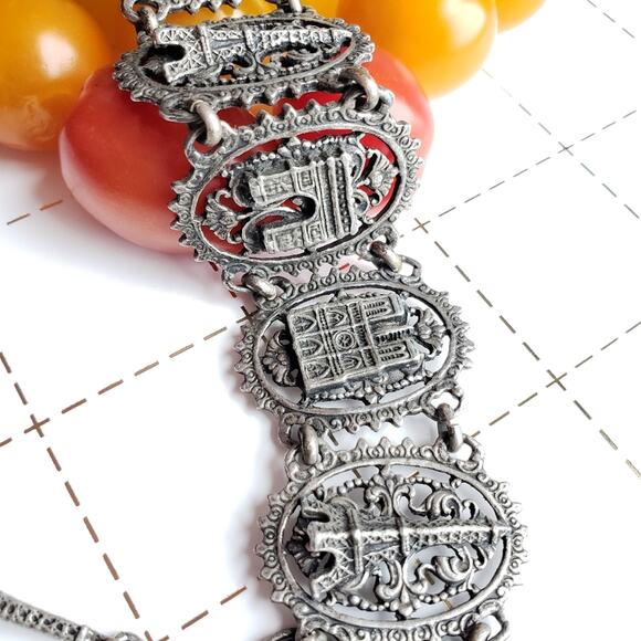 Vintage French Monuments Panel Link Bracelet - Picture 2 of 8